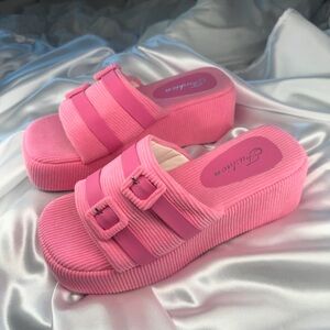 y2k pink platform sandals